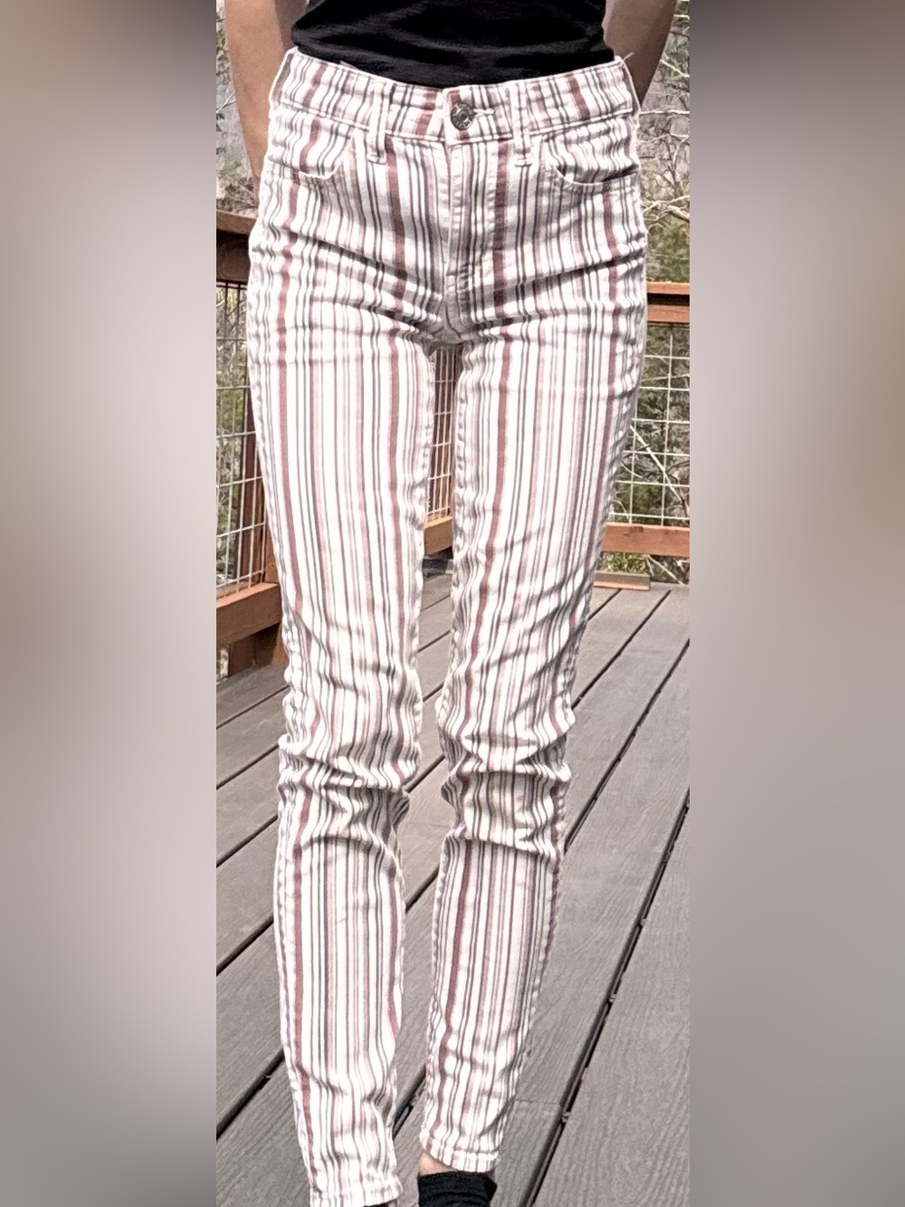 American Eagle Next Level Stretch Striped Skinny Jeans Size 0 Regular - Picture 9 of 10